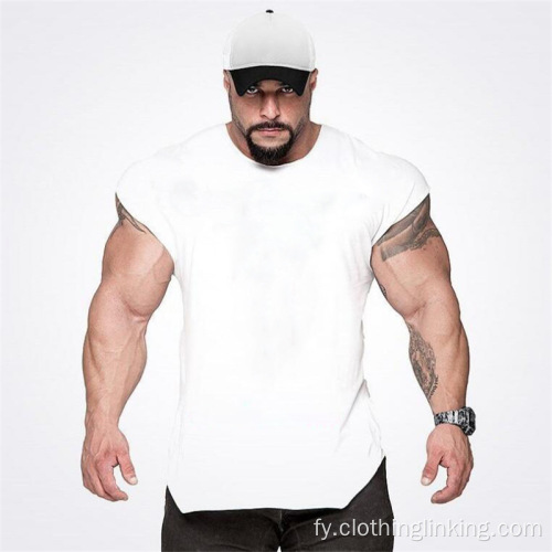 Workout Muscle Slim katoenen fit T-shirts foar manlju